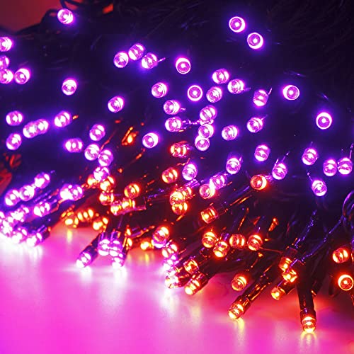 300 LED Halloween Lights, 98.5FT Halloween String Lights with 8 Lighting Modes, Waterproof &#x26; Connectable Mini Lights, Plug in for Indoor Outdoor Holiday Party Bedroom Decorations (Purple &#x26; Orange)