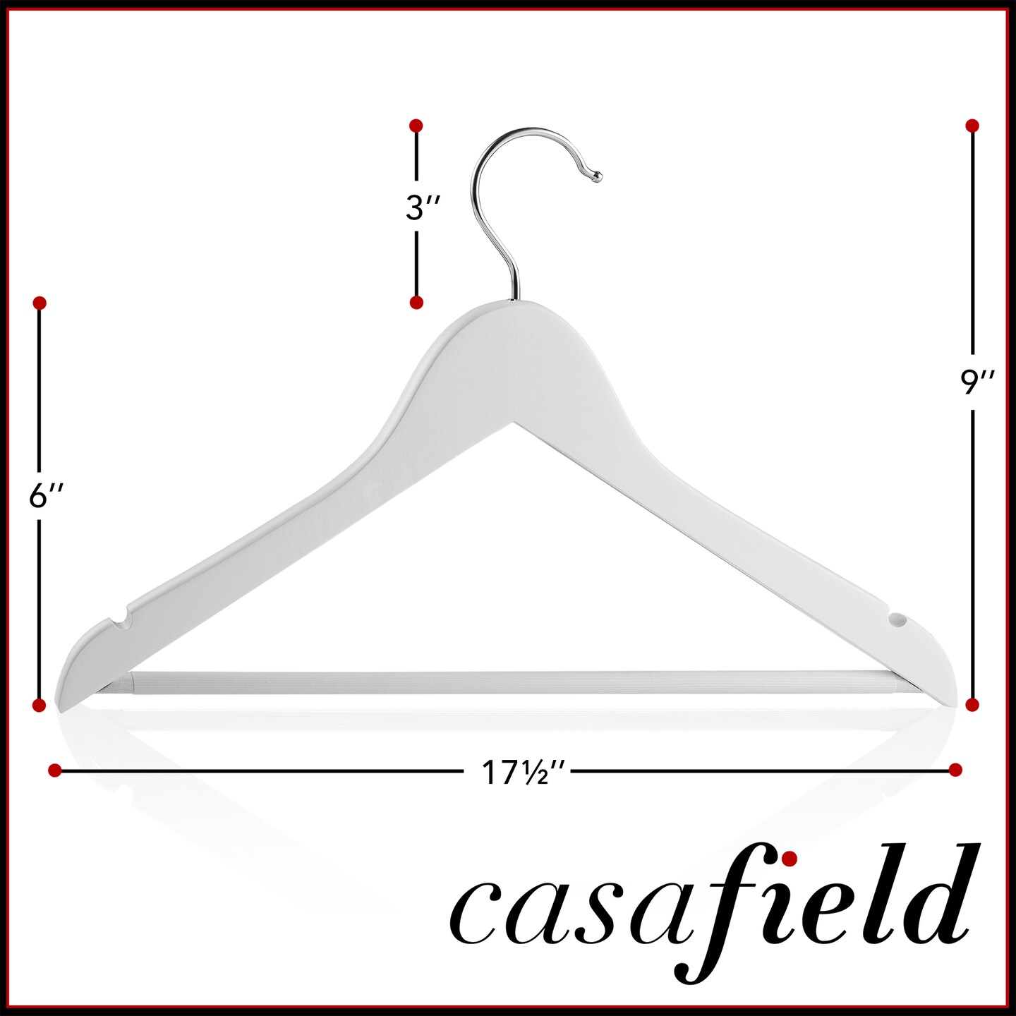 Casafield - 40 Wooden Suit Hangers - Premium Lotus Wood with Notches &#x26; Chrome Swivel Hook for Dress Clothes, Coats, Jackets, Pants, Shirts, Skirts