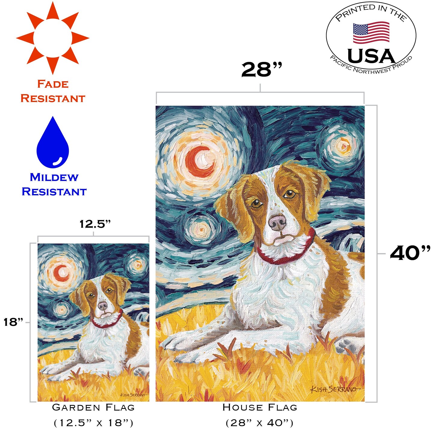 Van Growl-Brittany Decorative Dog Flag