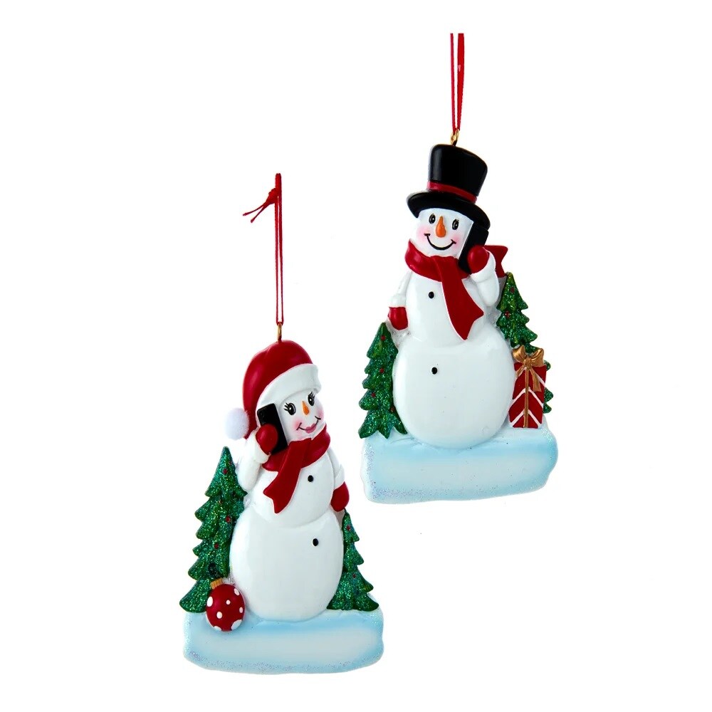 KSA Pack of 12 White and Green Snowman Christmas Ornaments 3.75" Michaels