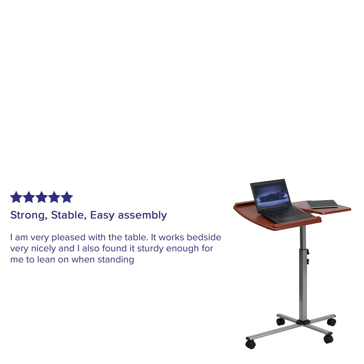 Emma and Oliver Angle and Height Adjustable Mobile Laptop Computer Table with Top