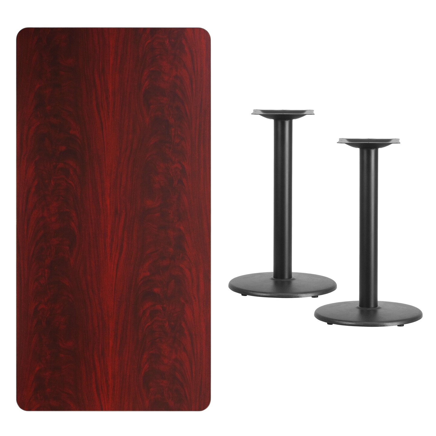 Emma and Oliver 30&#x22;x60&#x22; Rectangular Laminate Table with 18&#x22; Round Table Bases