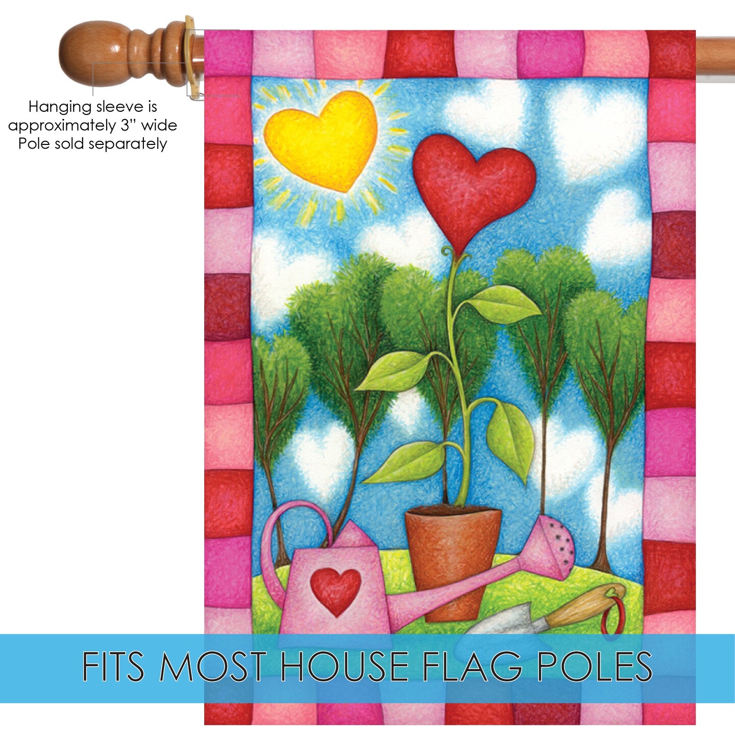 Heart Garden Decorative Valentine Flag