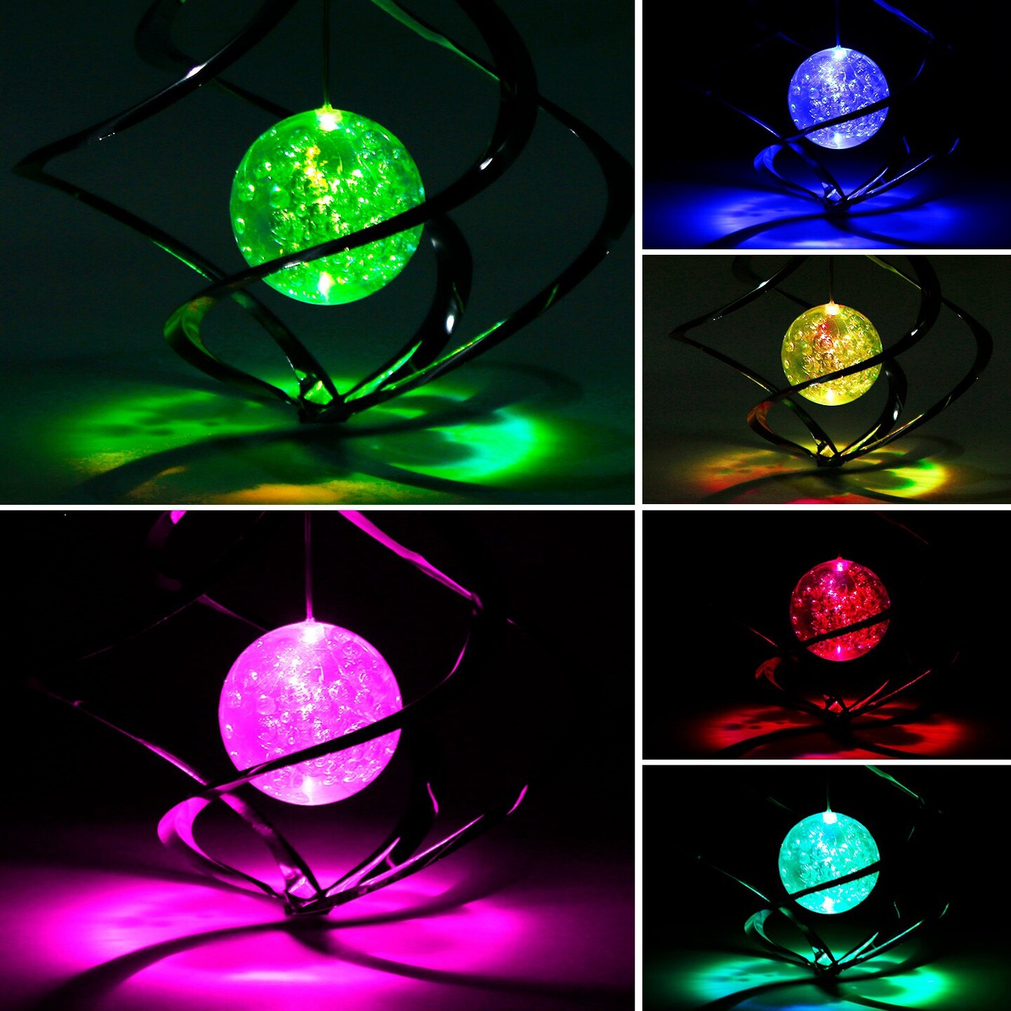 Spiral Spinner Solar Lights LED Color Changing Wind Chime | Hanging Wind Lamp