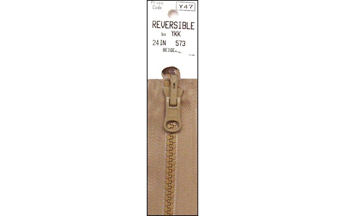 YKK Vislon Reversible Zipper 24&#x22; Beige