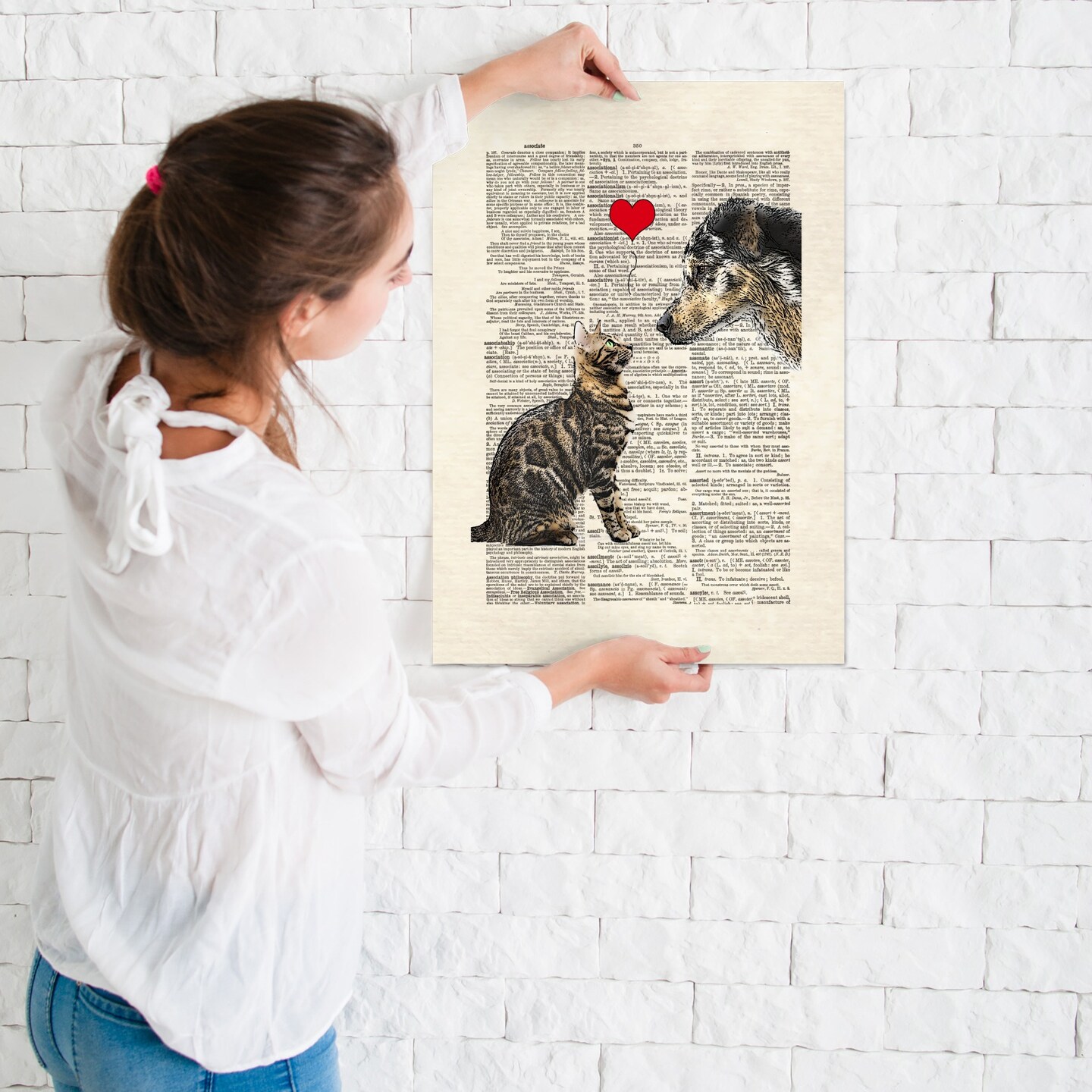 Dog-Cat Love by Matt Dinniman Poster Art Print Wall Art  - Americanflat