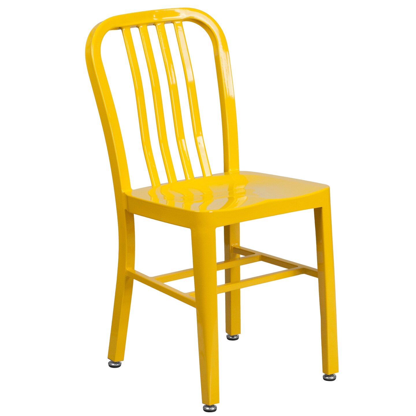Merrick Lane Santorini 18 Inch Galvanized Steel Indoor/Outdoor Dining Chair with Slatted Back And Powder Coated Finish