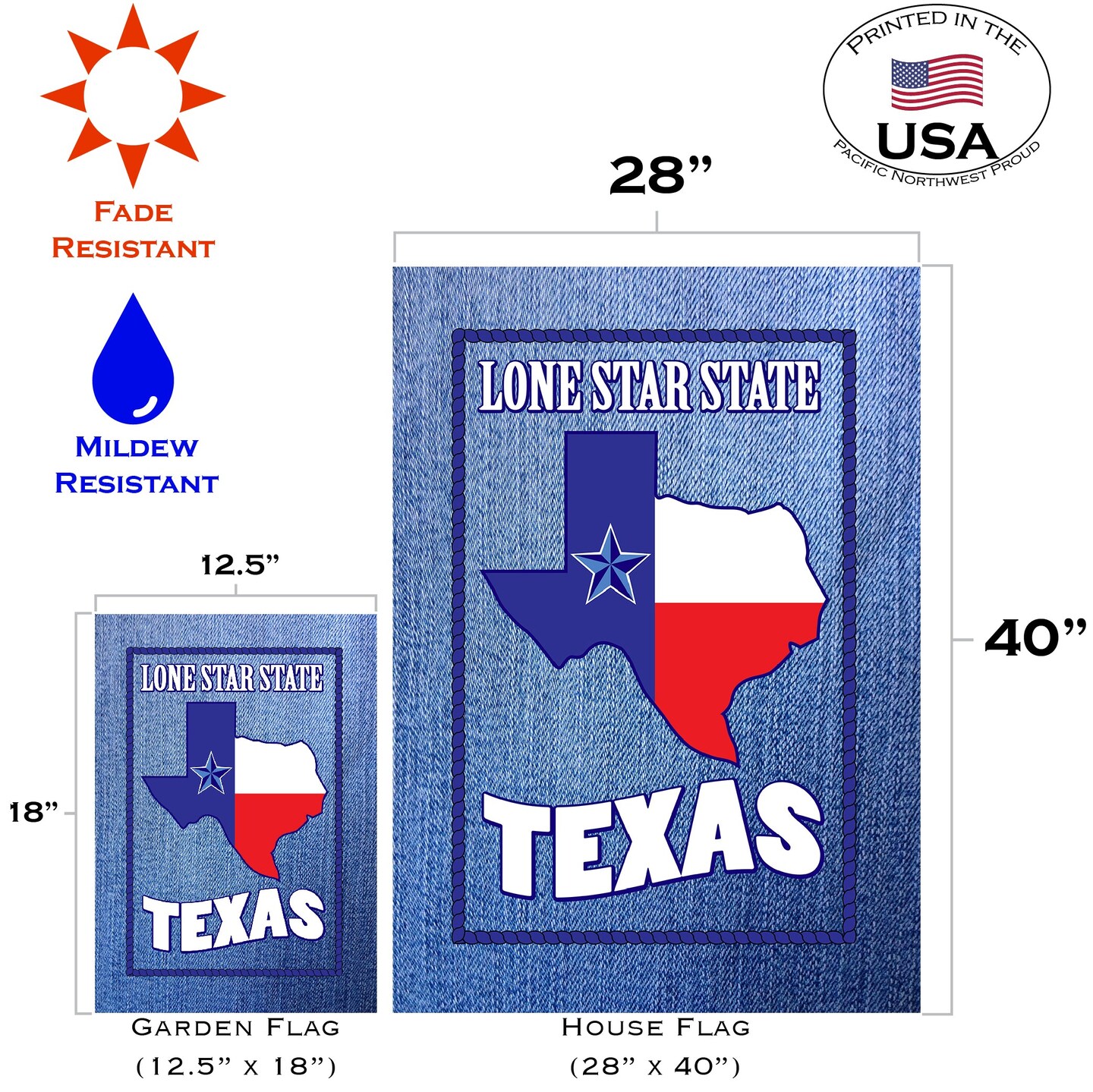 Lone Star Denim Decorative Texas Flag