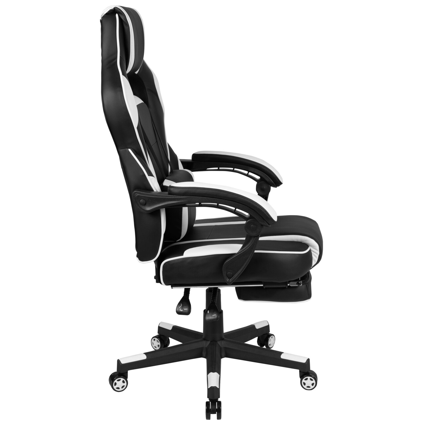 Emma and Oliver Ergonomic Gaming Chair -Recline Back/Arms, Footrest, Massaging Lumbar