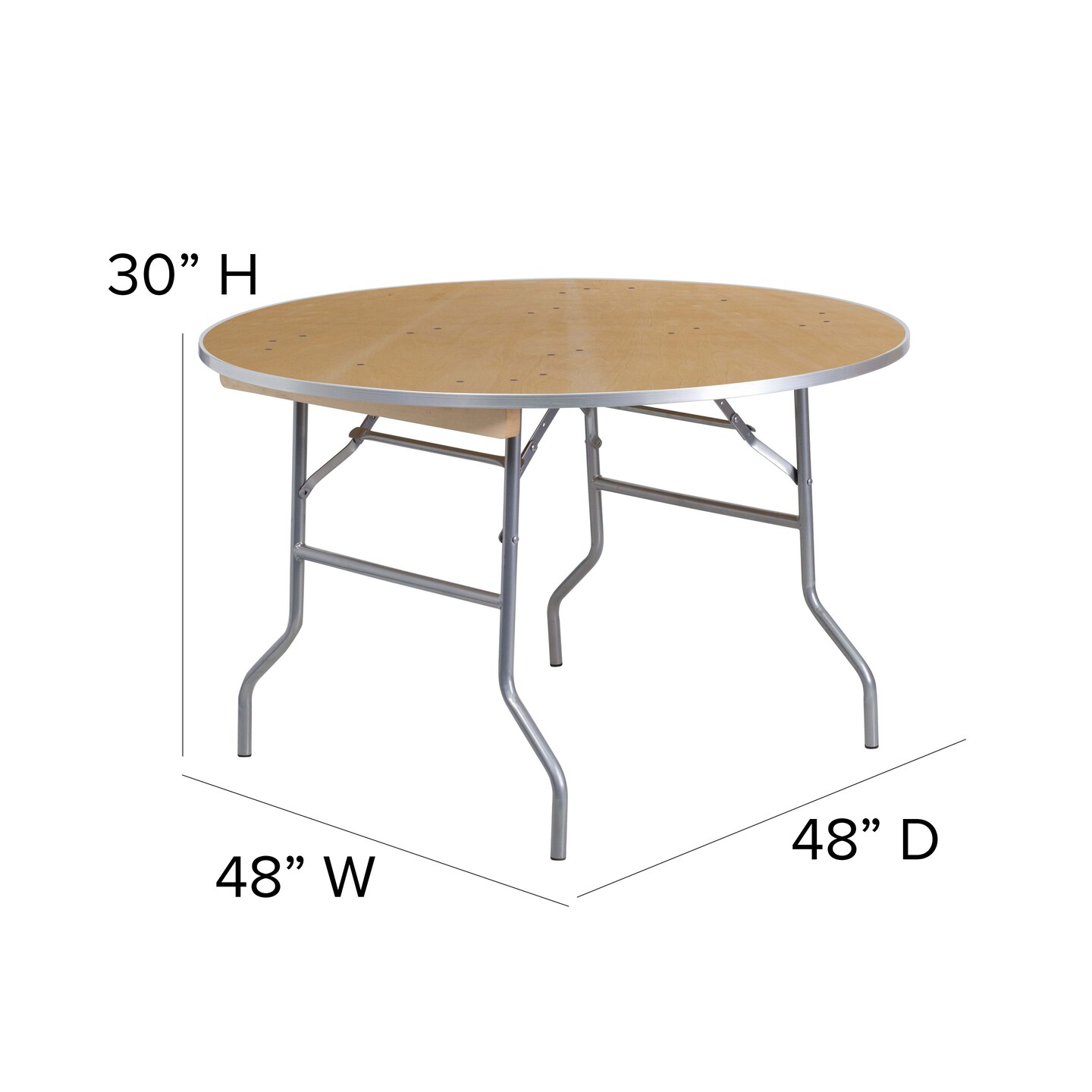 Emma and Oliver 4-Foot Round HEAVY DUTY Birchwood Folding Banquet Table with METAL Edges