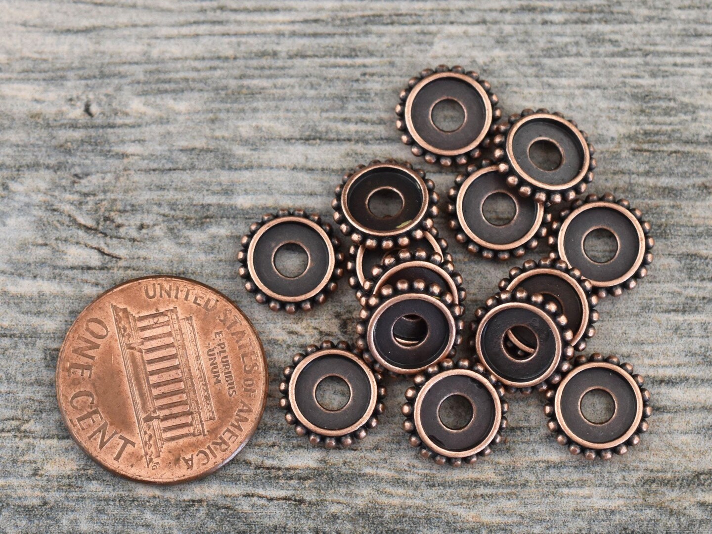 *50* 10x2mm Antique Copper Bali Style Rondelle Spacer Beads