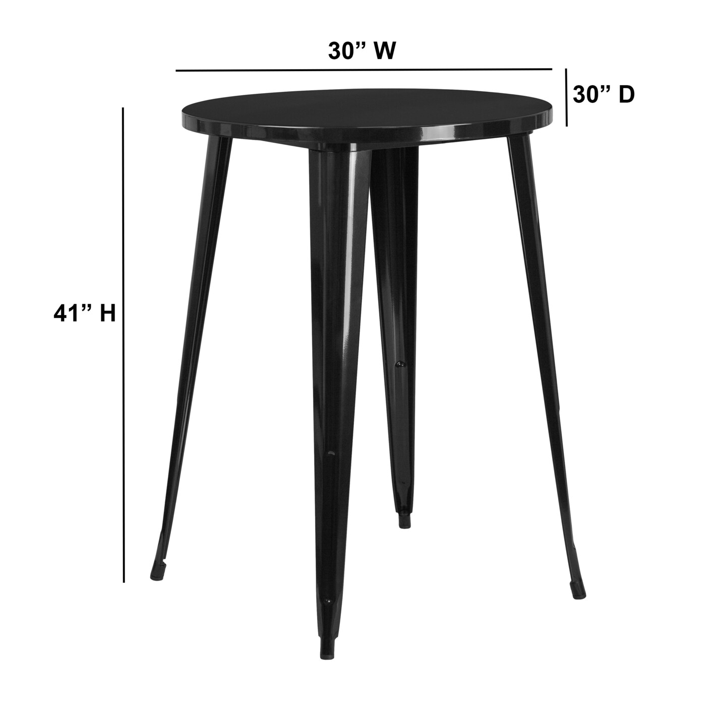 Emma and Oliver Commercial Grade 30&#x22; Round Colorful Metal Indoor-Outdoor Bar Height Dining Table