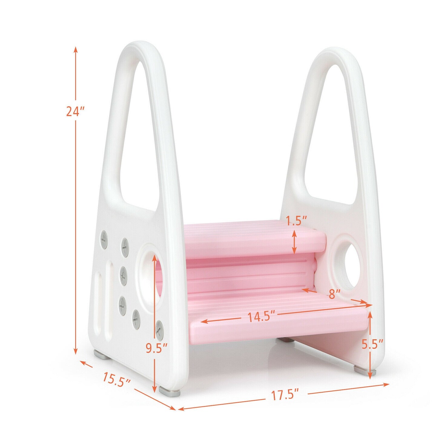 HDPE Double-Tier Kids Step Stool with Safety Armrests