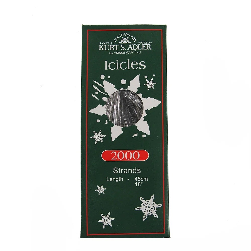 KSA Pack of 72 Silver Tinsel Icicle Strands Christmas Decorations 9.25&#x22;