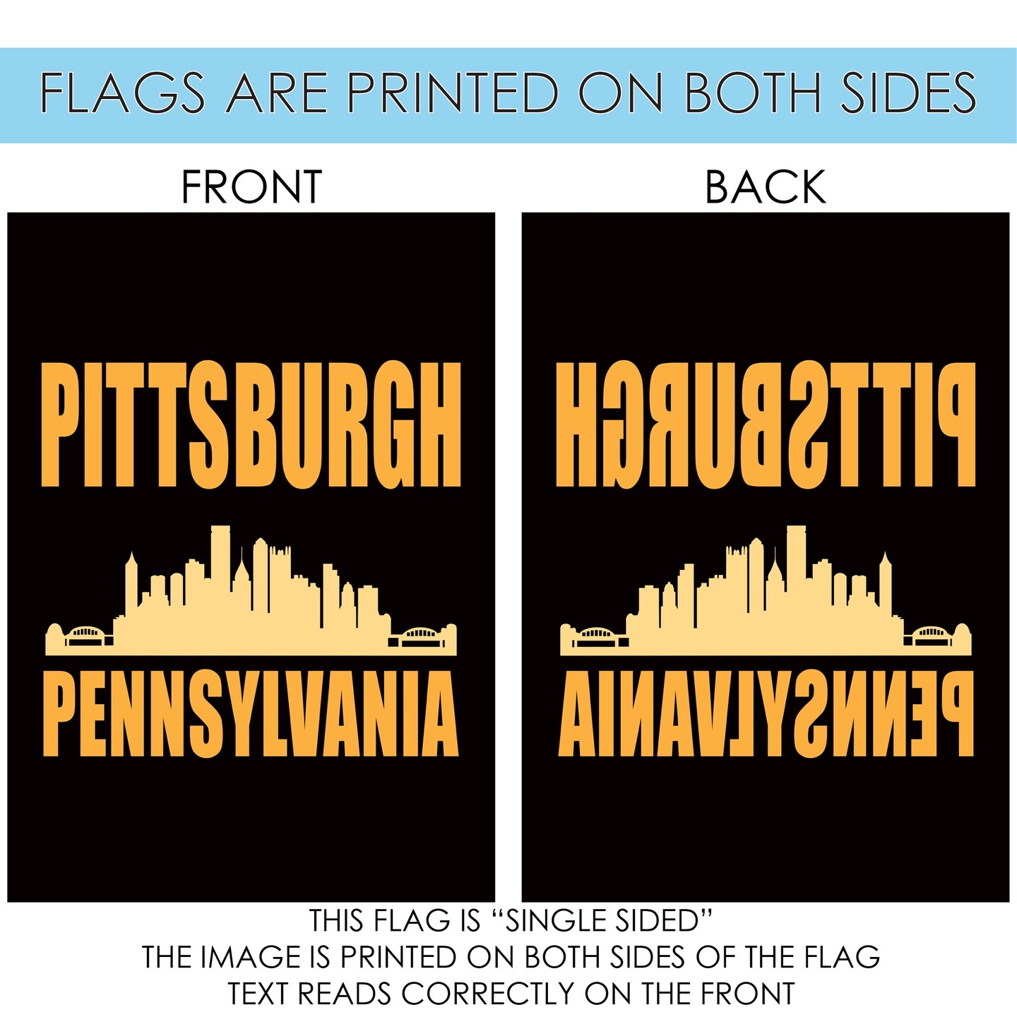 Pittsburgh Skyline Decorative Pittsburgh Flag