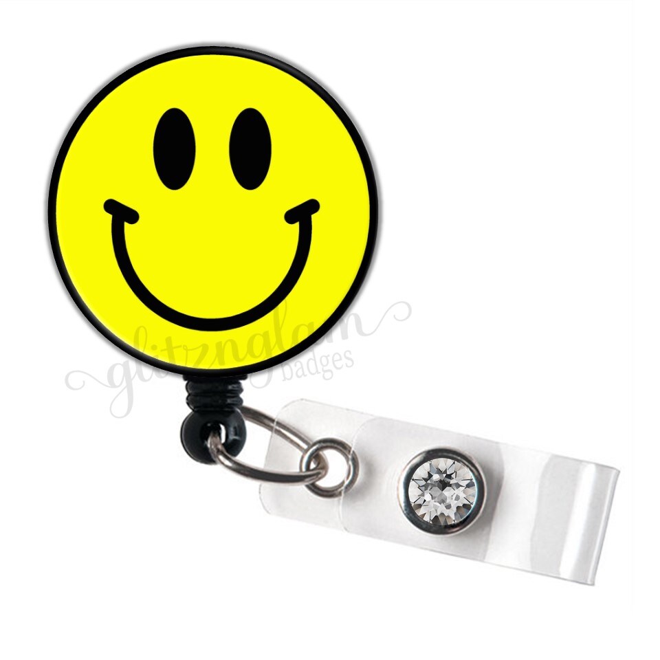Happy Retractable Badge Holder, Smile Badge Reel, Smiley Face Lanyard,  Emoji Badge Clip, Fun Retractable Badge Holder - GG1228