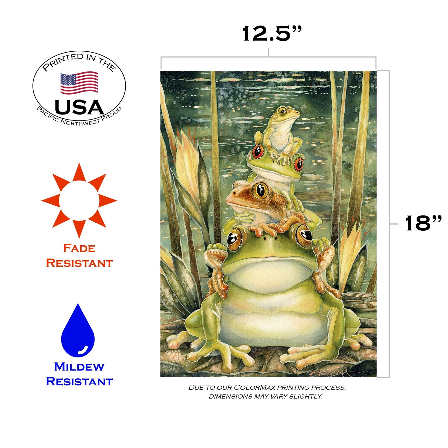 Tower of Frogs Decorative Frog Flag