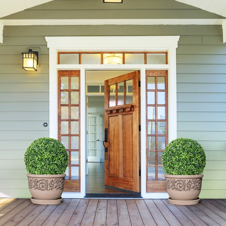 2 Pieces Artificial Boxwood Topiary UV Protected Indoor-Outdoor Balls