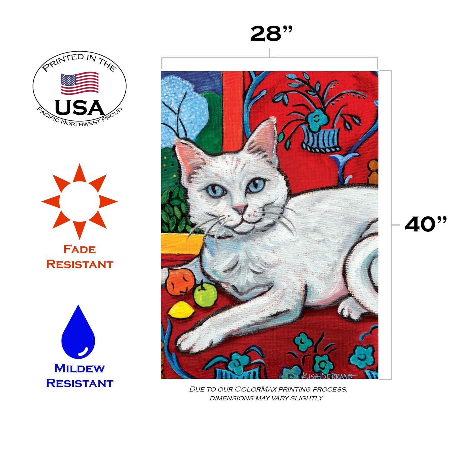Cattise- White Kitty Decorative Cat Flag