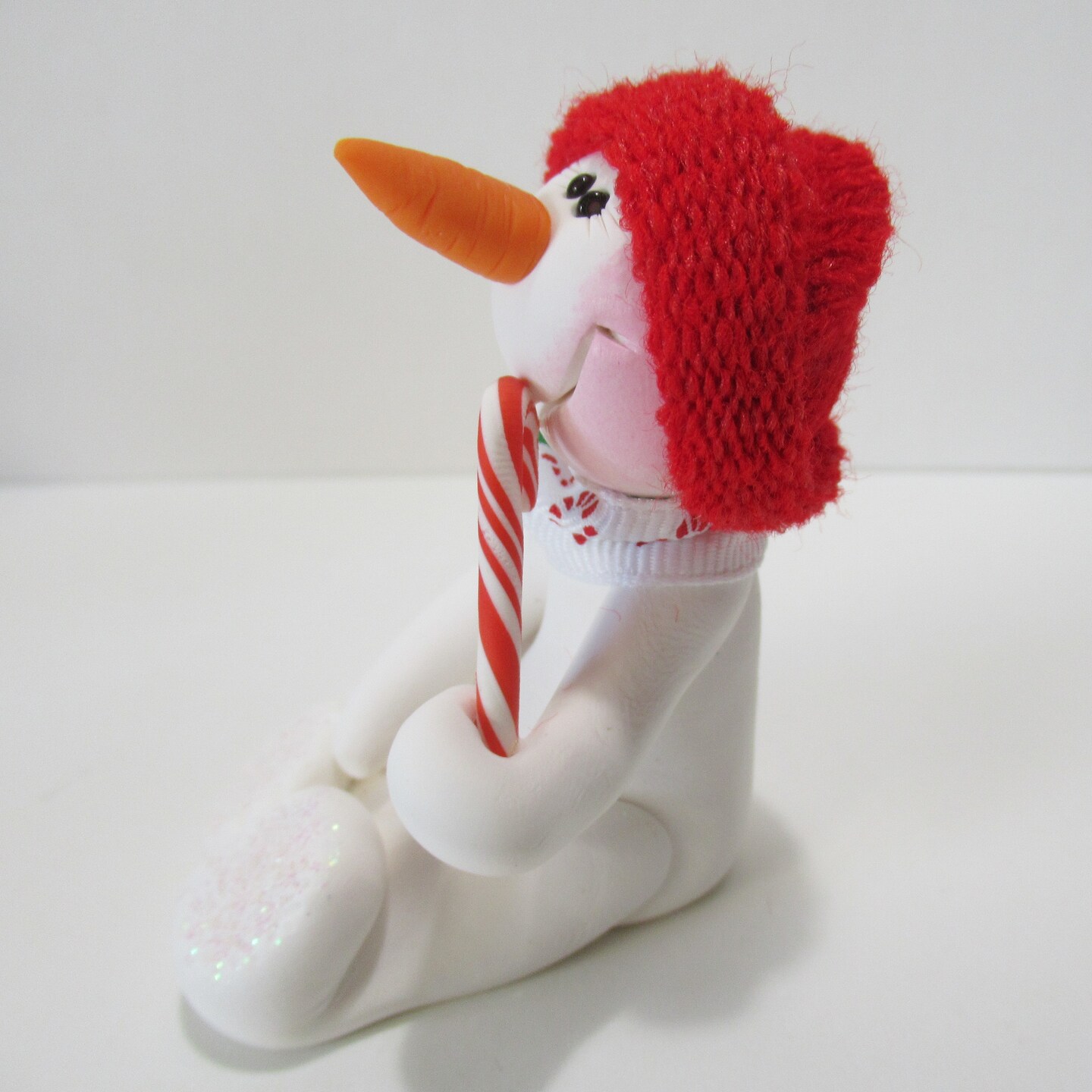 Love my candy cane Snowman ornament polymer clay, clay Christmas ornament product 3