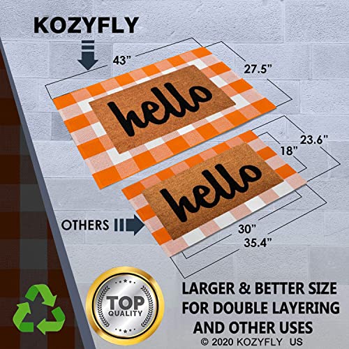 KOZYFLY Buffalo Plaid Rug 27.5x43 Inches Orange and White Checke Orange Rug Halloween Fall Door Mat Woven Cotton Washable Area Rugs Door Mat Outdoor Entrance for Front Porch Entryway Fall Farmhouse