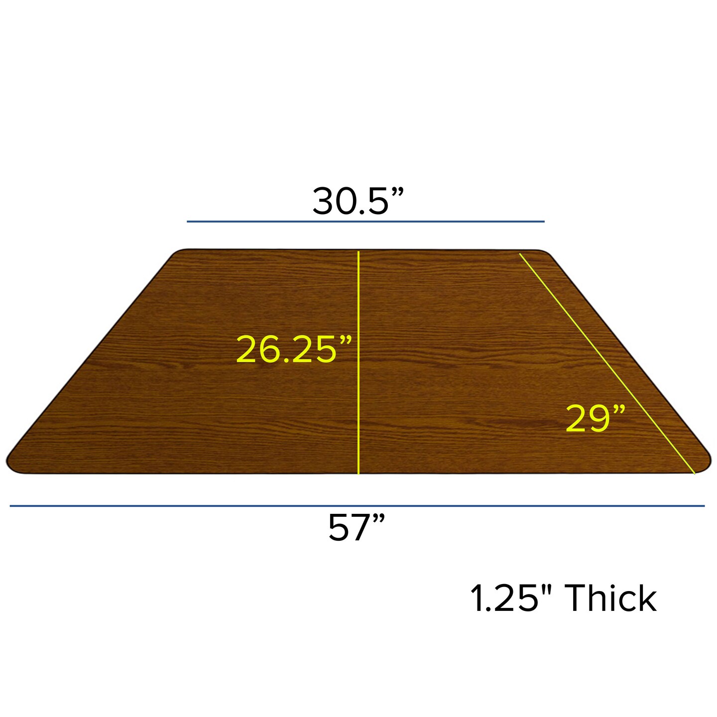 Emma and Oliver 29x57 Trapezoid HP Laminate Adjustable Activity Table