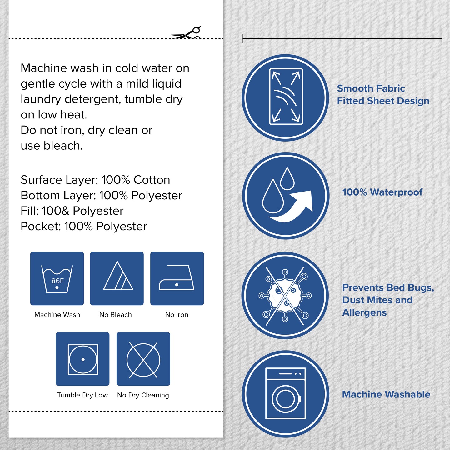 Emma and Oliver Smooth Fabric Waterproof And Hypoallergenic Mattress Protector