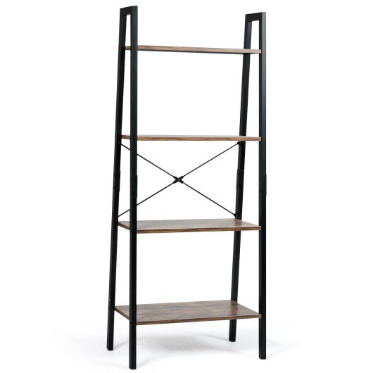 Four Tiered Wood and Metal Display Shelf