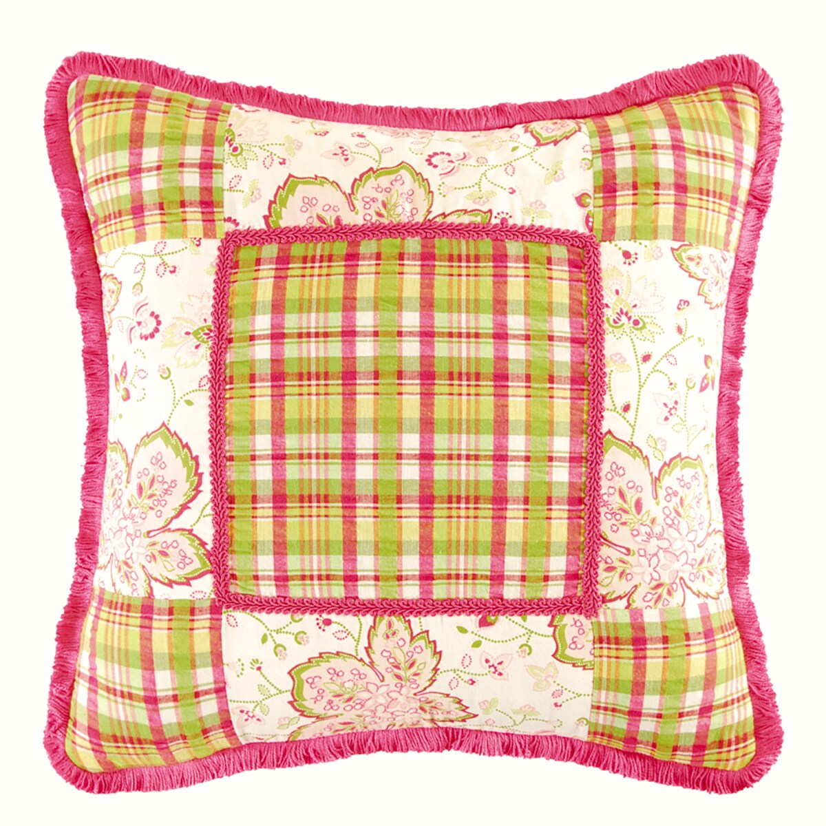Colonial Williamsburg Plaid Center Pieced Throw Pillow, 16" x 16"