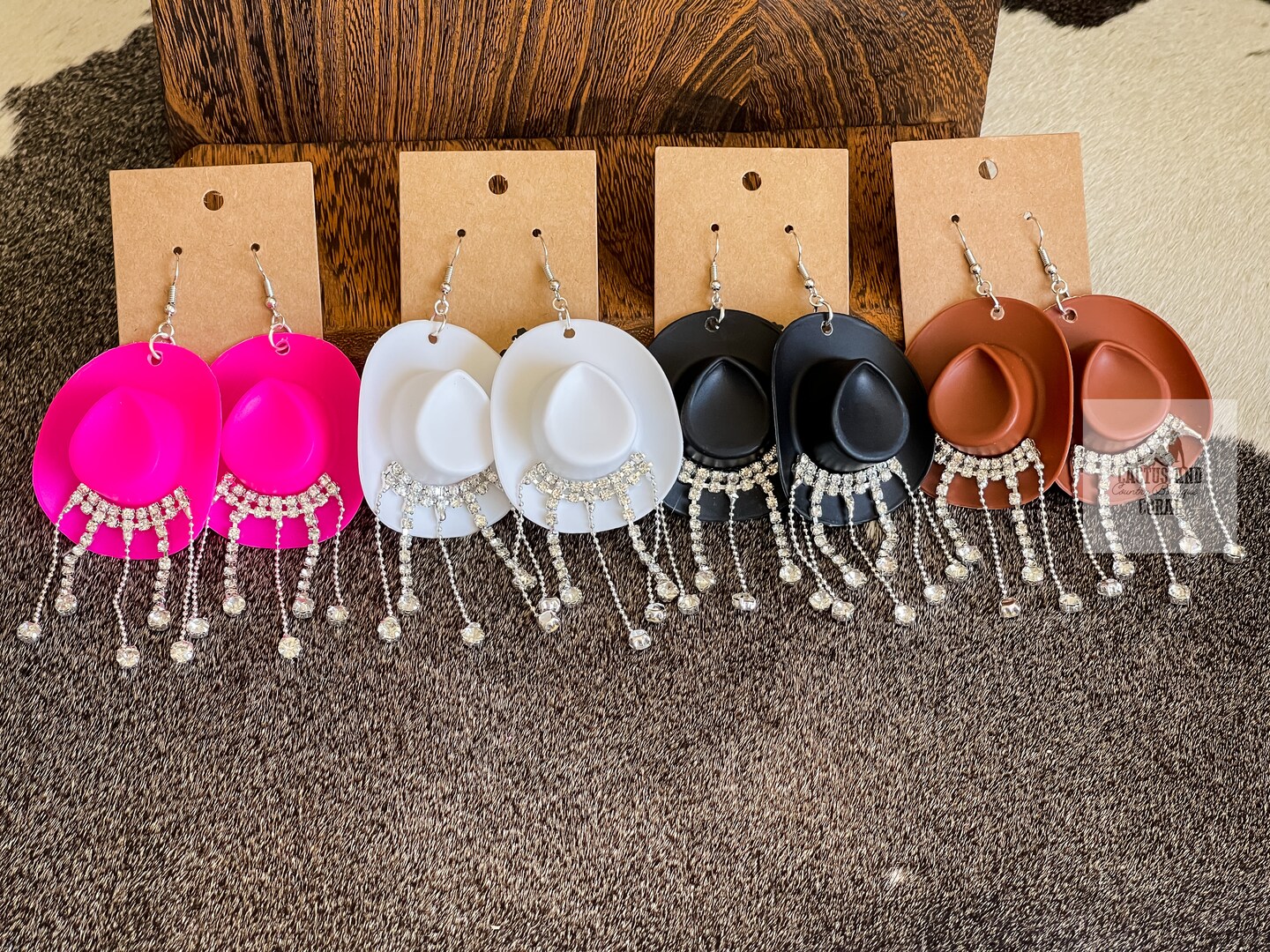 Rhinestone Cowgirl Hat Earrings, Western Jewelry, Western Earrings