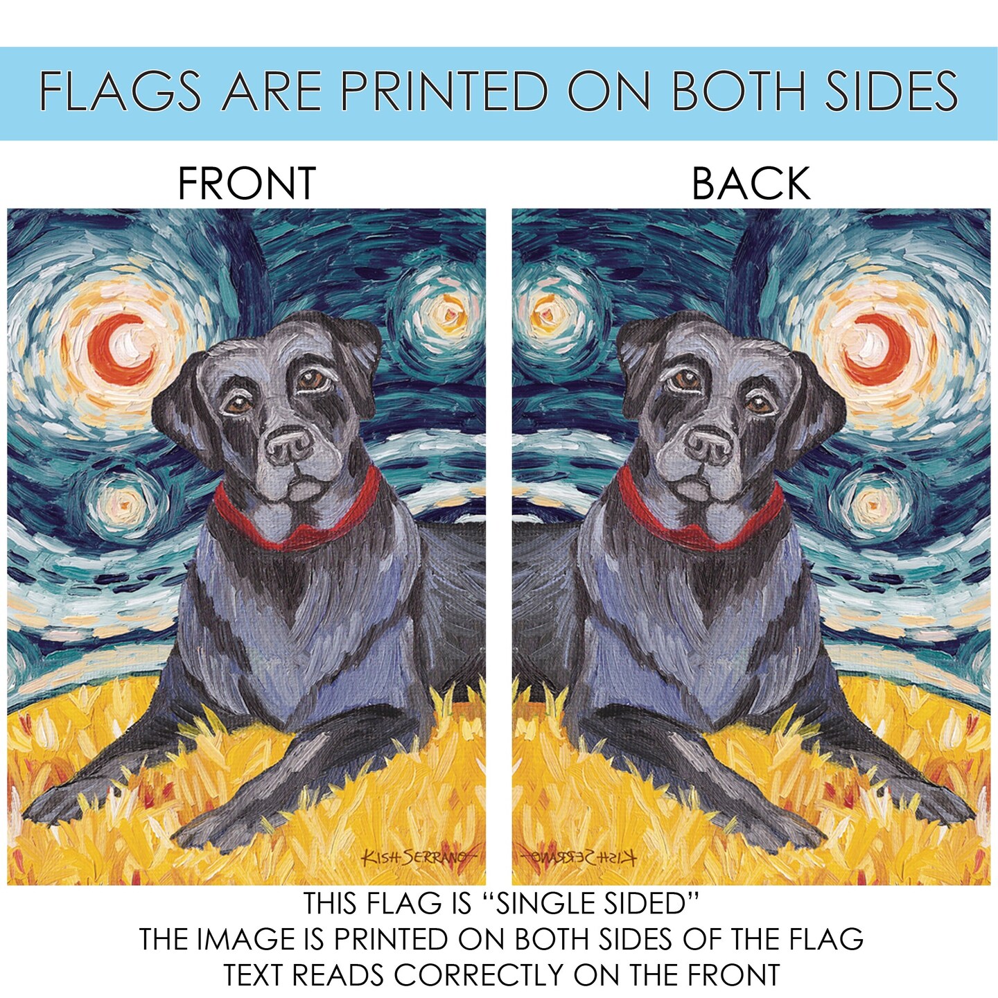 Van Growl-Black Lab Decorative Dog Flag