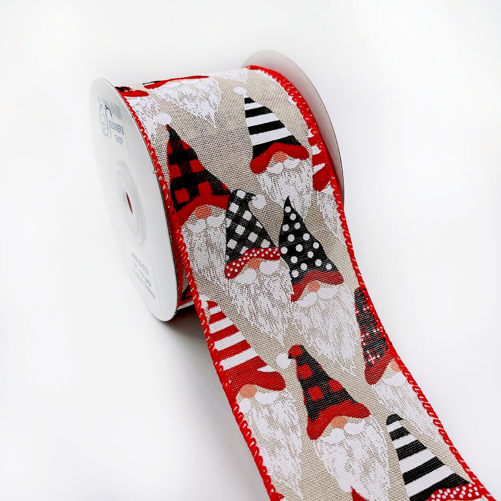 Designer' Shop Holiday Gnomes wired edge ribbons WR 635133 2.5" x 10