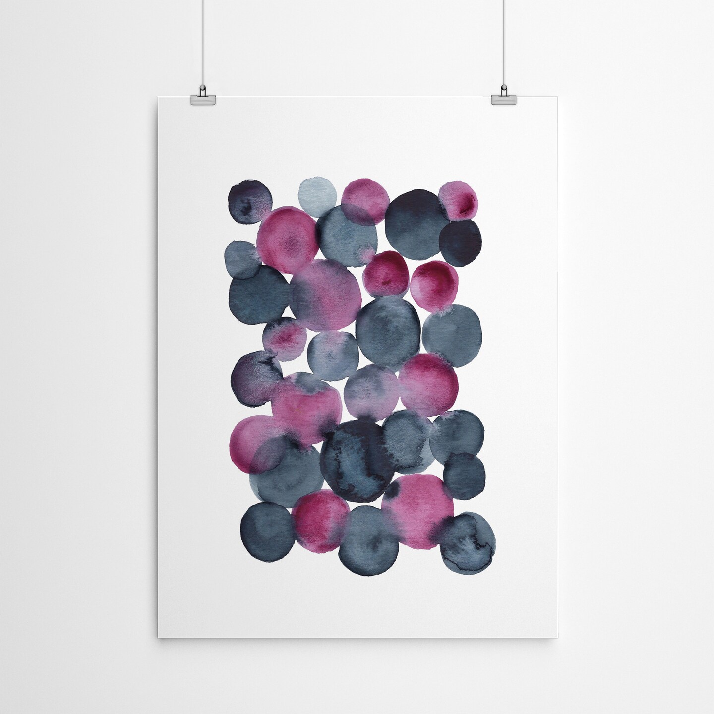 Watercolor Circles Navy Purple by Lisa Nohren  Poster Art Print - Americanflat