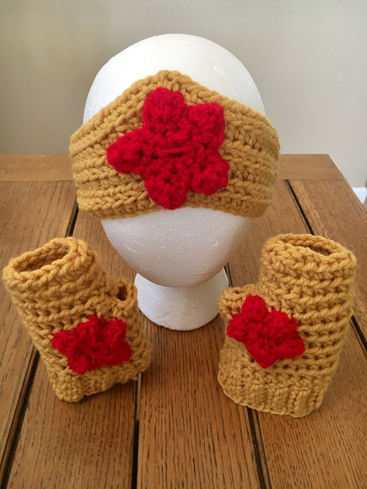 HEADBAND/FINGERLESS MITTENS SET Handmade headband gloves set crochet arm warmers women  main image 3