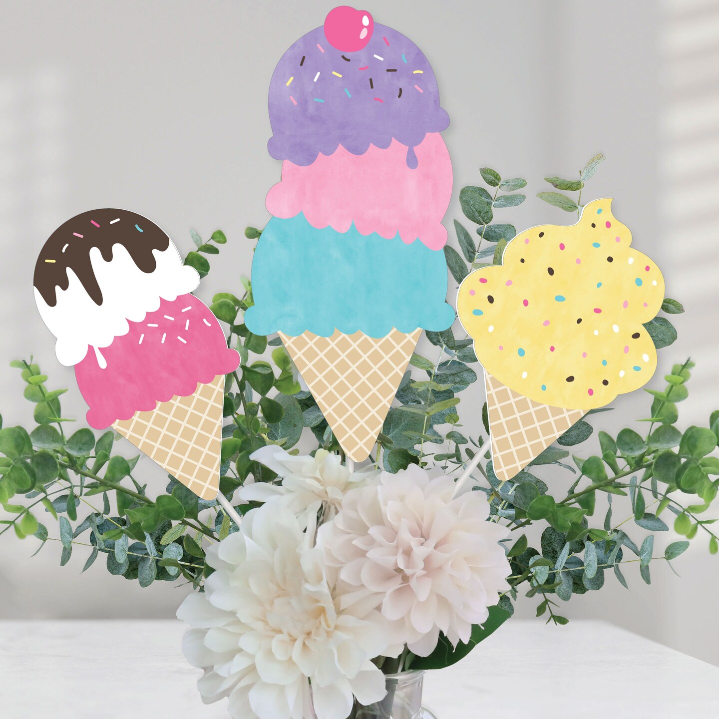 Big Dot Of Happiness Scoop Up The Fun Ice Cream Sprinkles Party Centerpiece Sticks Table