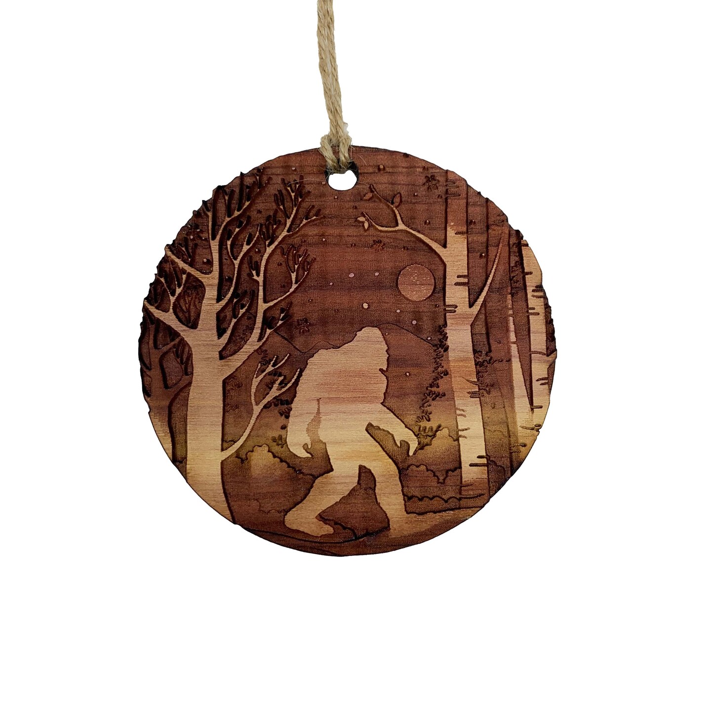 Winter Sasquatch Bigfoot - Raw Cedar Ornament 3x3in Winter Sasquatch Bigfoot - Raw Cedar Ornament 3x3in