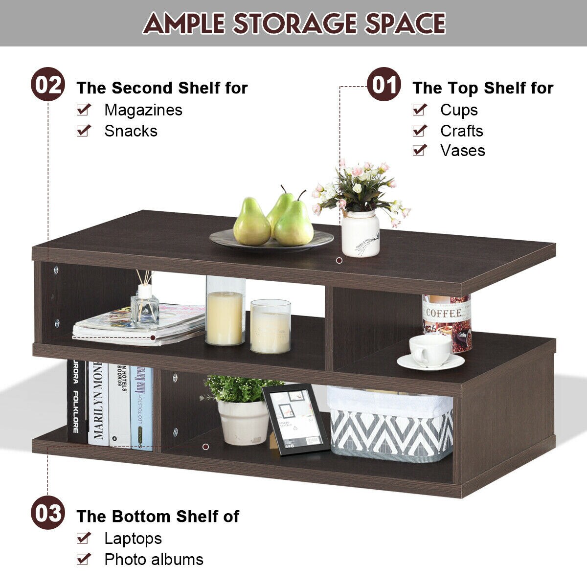 3-tier Rectangular Modern Console Table Coffee Table