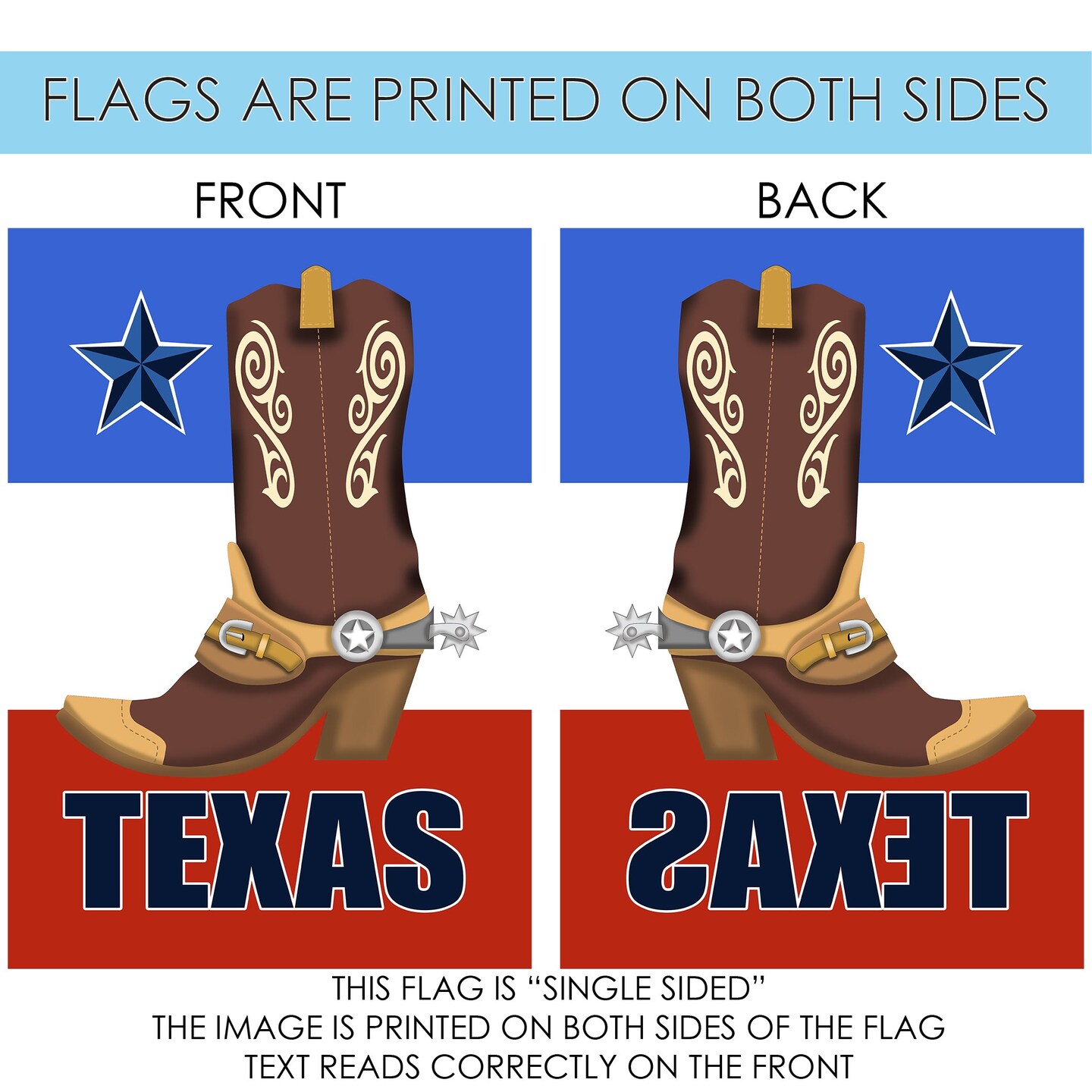 Texas Cowboy Boot Decorative Texas Flag