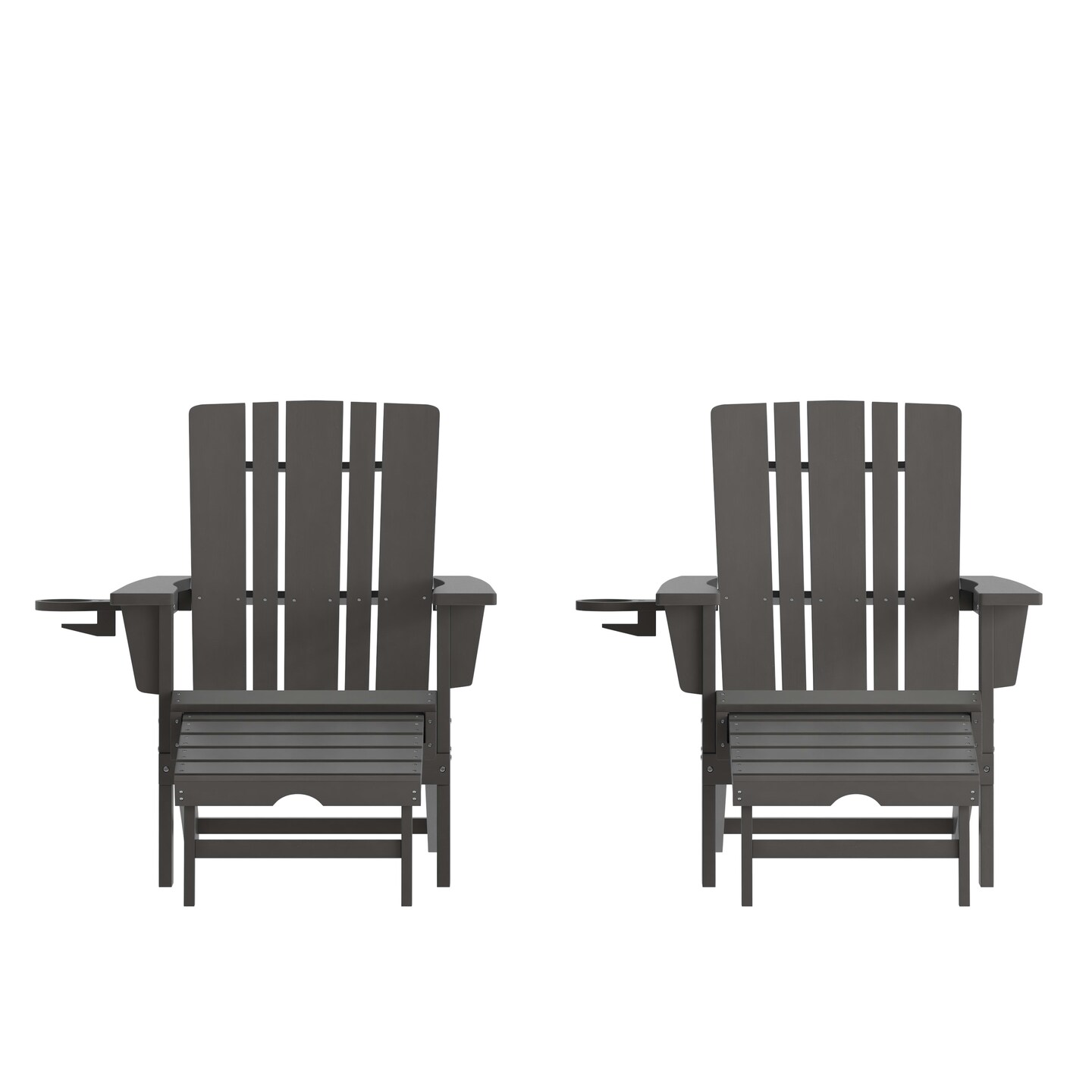Merrick Lane Ridley HDPE Adirondack Chair with Cup Holder and Pull Out Ottoman, All-Weather HDPE Indoor/Outdoor Lounge Chair