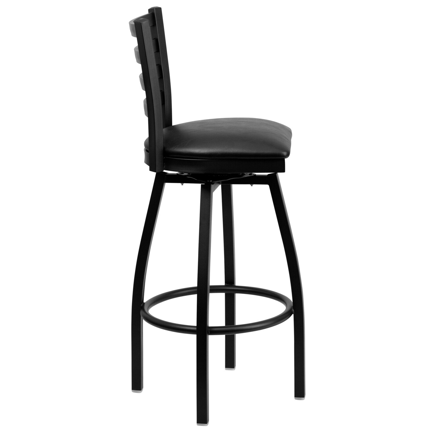 Emma and Oliver 2 Pack Ladder Back Swivel Metal Barstool