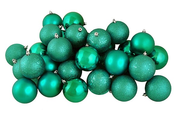 Northlight 32ct Seafoam Green Shatterproof 4-Finish Christmas Ball Ornaments 3.25" (80mm)