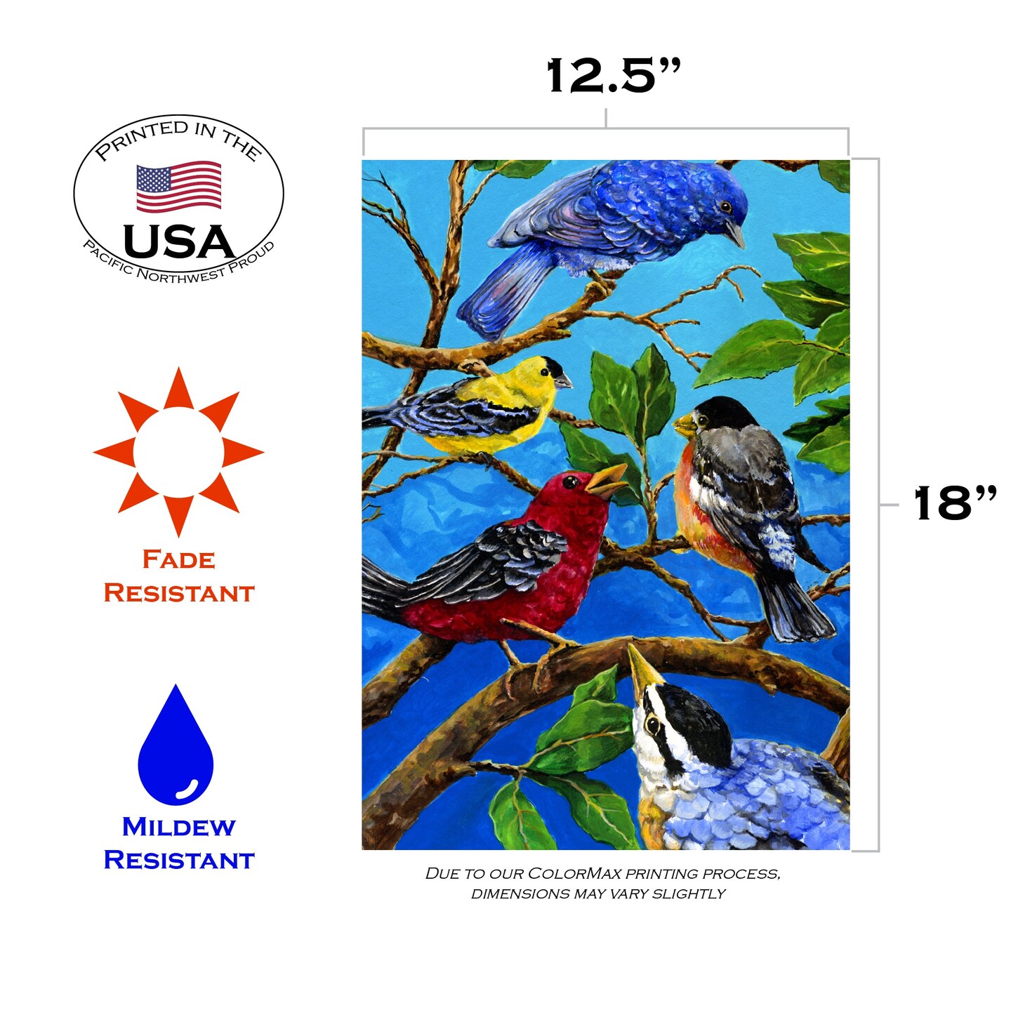 Birds On Blue Decorative Bird Flag