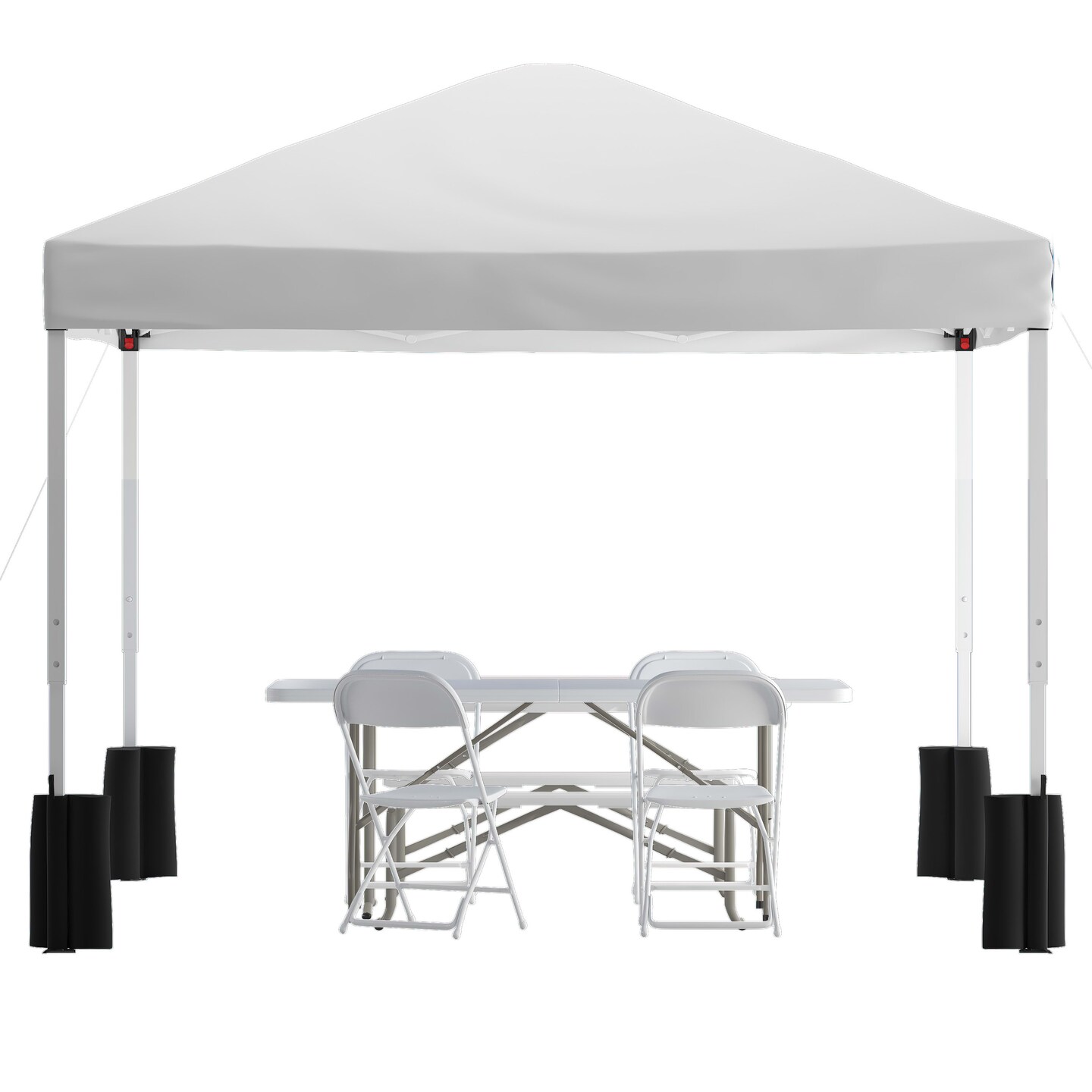 Emma and Oliver Outdoor Event/Tailgate Set with Pop Up Event Canopy with Wheeled Case, Bi-Fold Table and 4 Folding Chairs