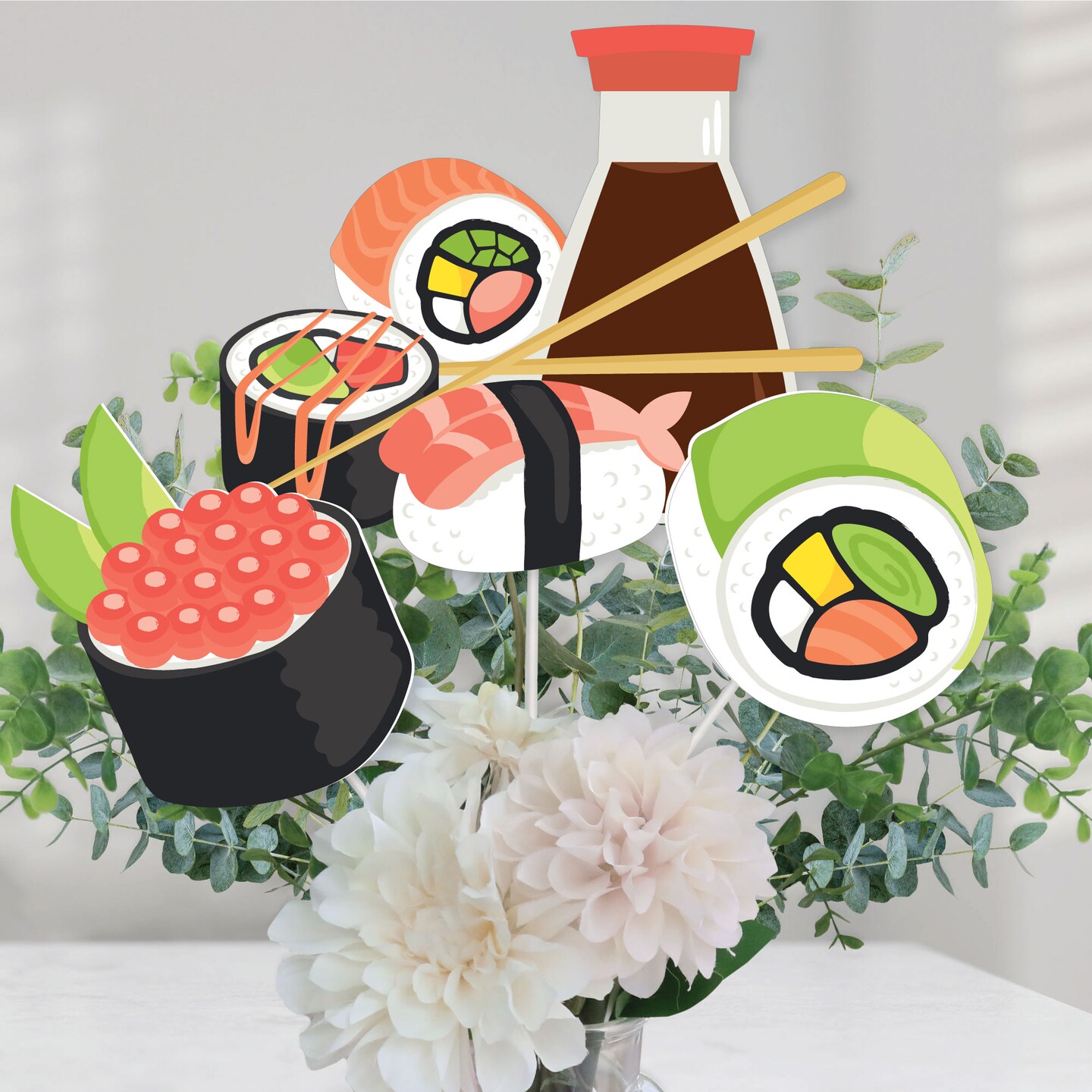 Big Dot of Happiness Let&#x27;s Roll - Sushi - Japanese Party Centerpiece Sticks - Table Toppers - Set of 15