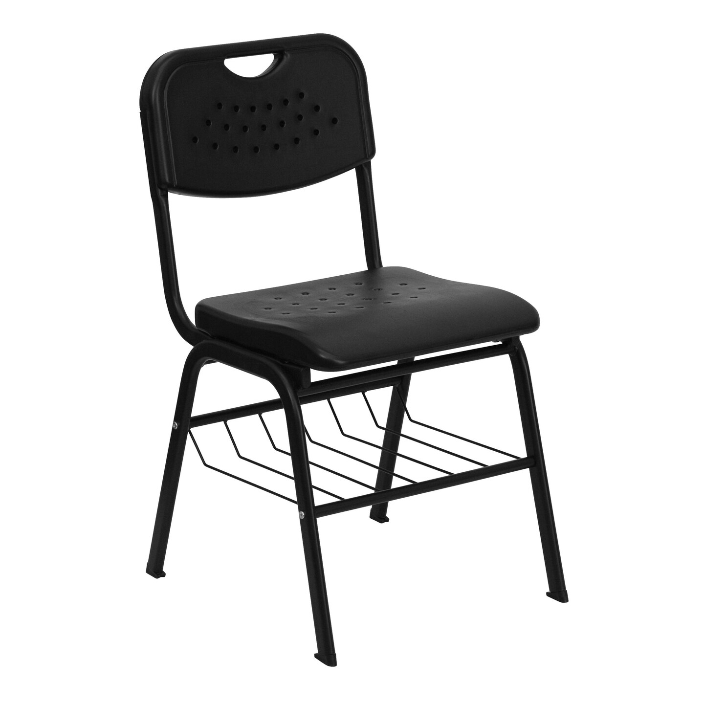 Emma and Oliver 880 lb. Capacity Plastic Chair with Book Basket