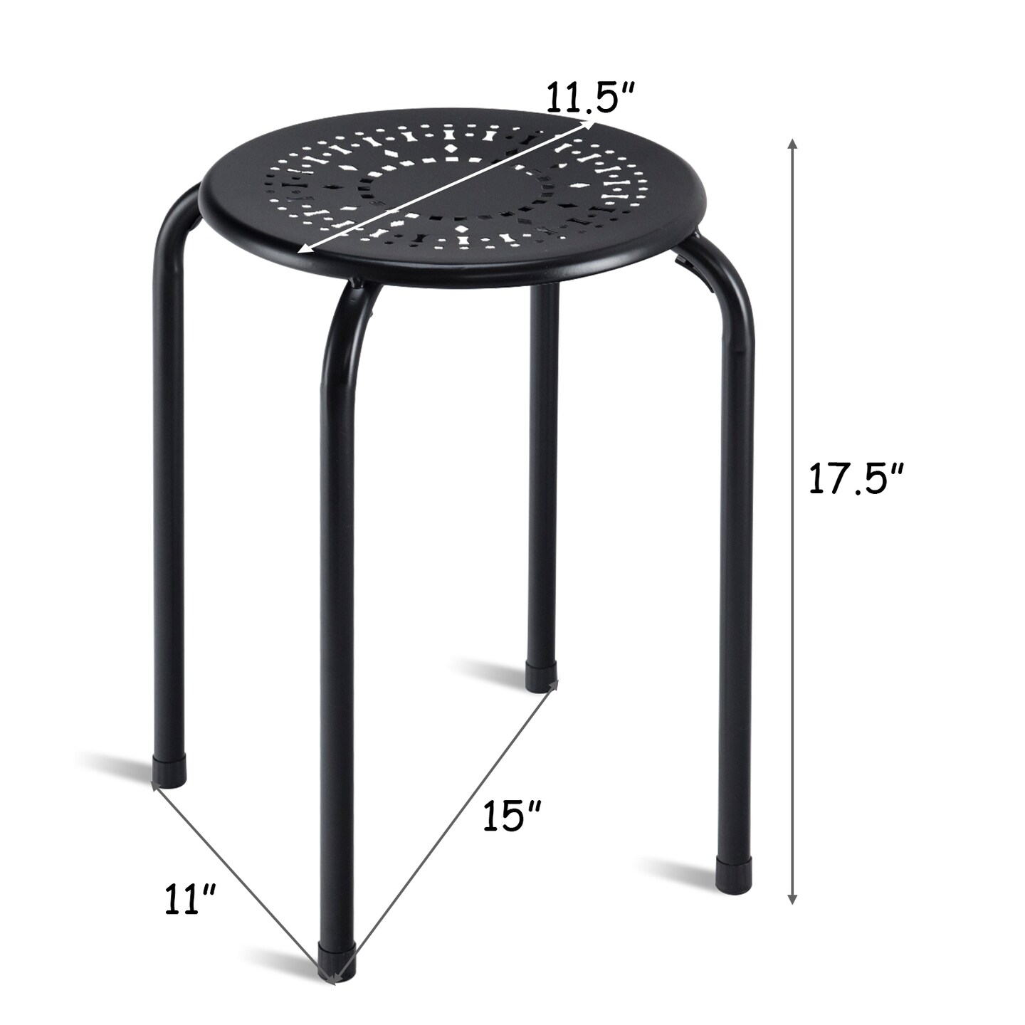 Set of 6 Stackable Multifunctional Daisy Design Backless Round Metal Stool Set