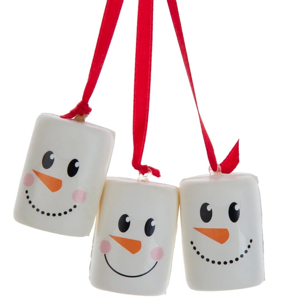 KSA Pack of 24 Marshmallow Snowman Face Christmas Ornaments 15.5"