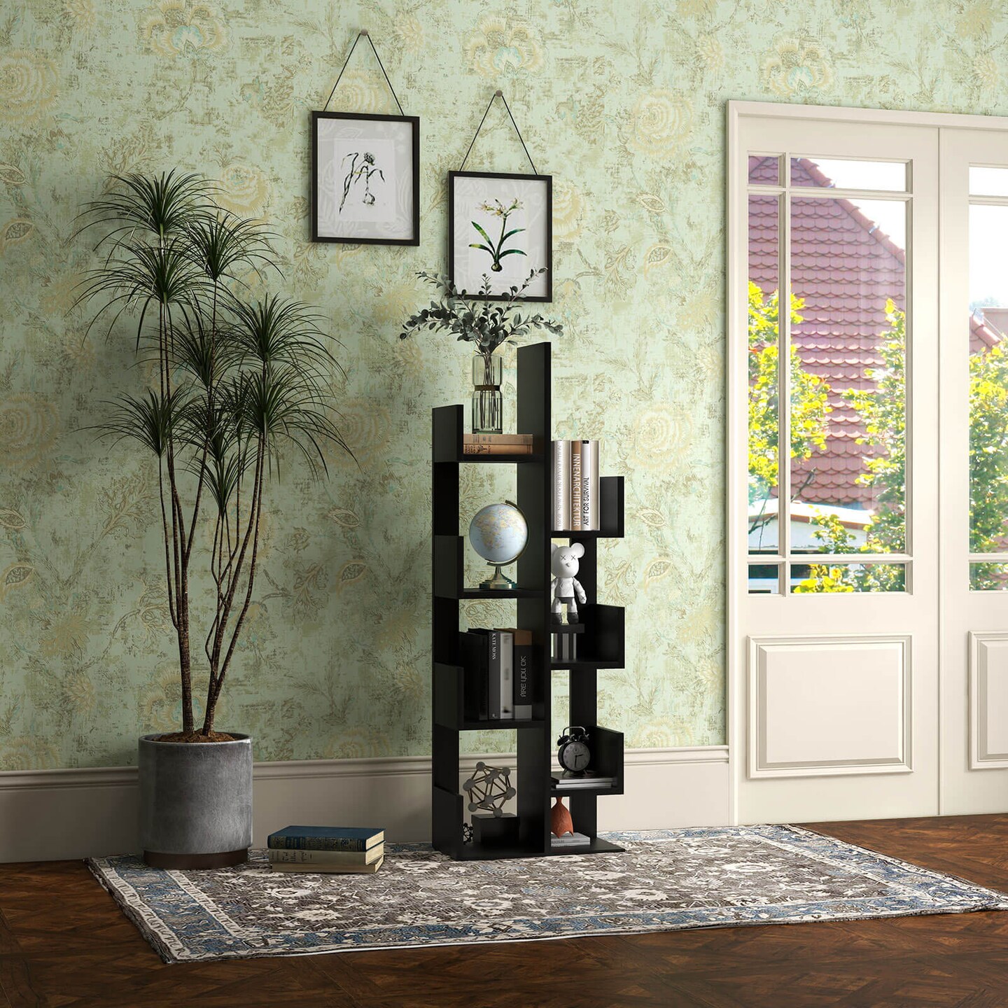8-Tier Bookshelf Bookcase with 8 Open Compartments Space-Saving Storage Rack