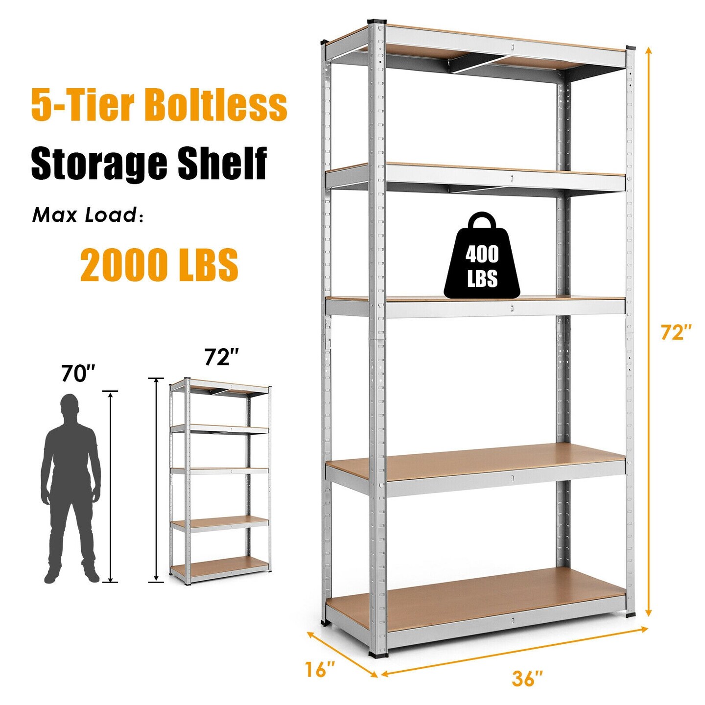 5-Layer Adjustable Multi-functional Metal Shelf Tool Organizer