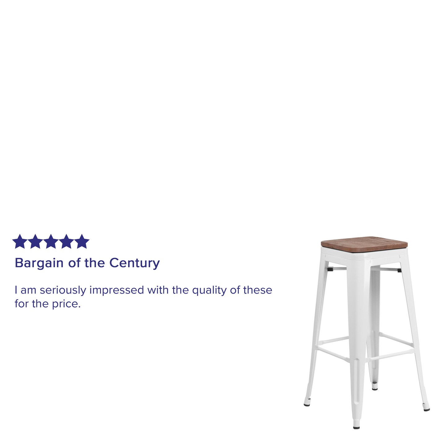 Merrick Lane Dalton Series Backless Metal Dining Stool with Wooden Seat for Indoor Use